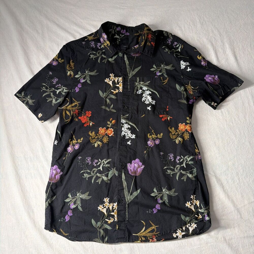 Vintage H&M Men's Floral Button Up Shirt Size Medium Collared Retro Y2K 90s